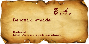Bencsik Armida névjegykártya